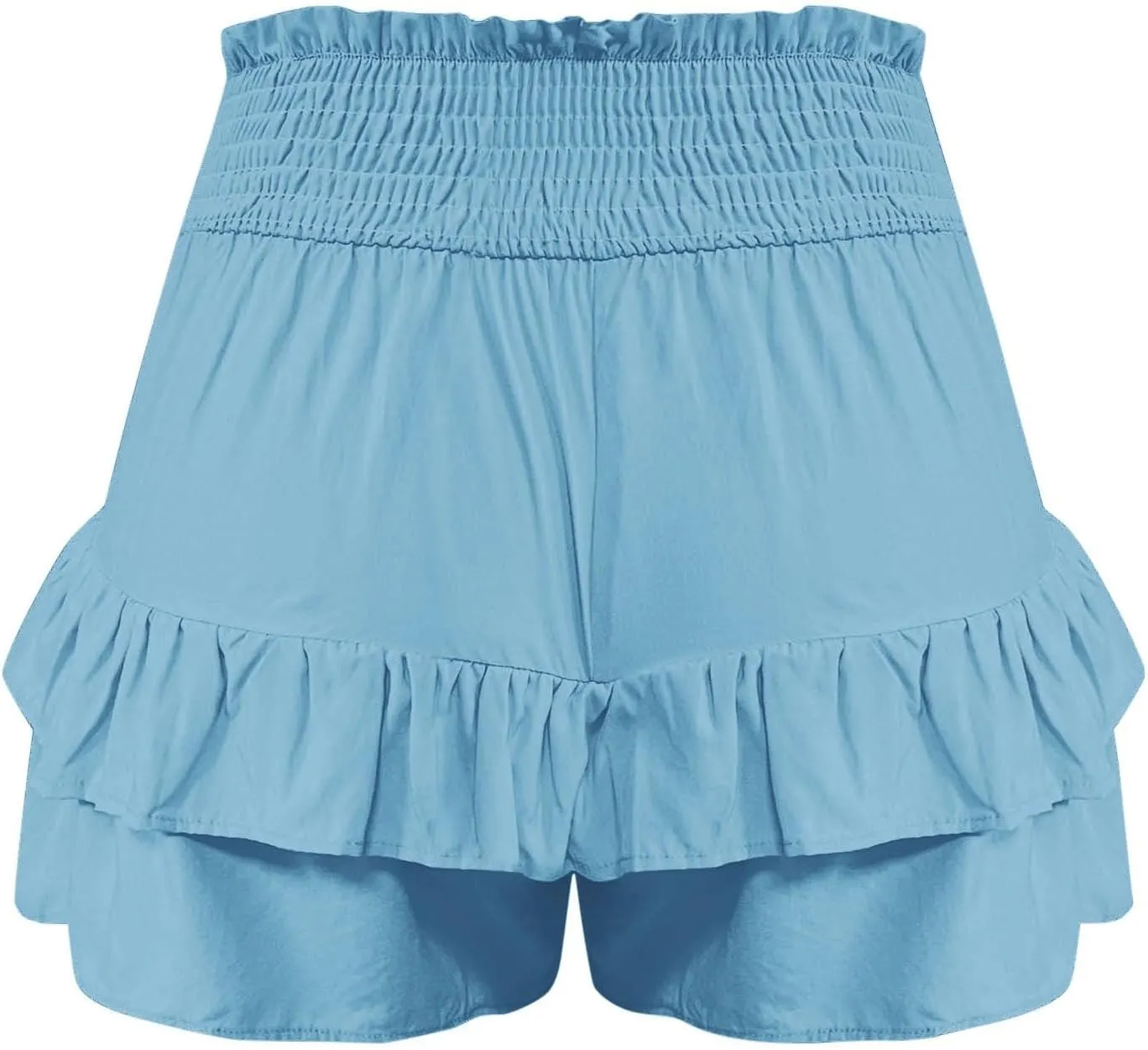 Women Casual Ruffle Shorts High Rise Bermuda Short Pant Trendy Flowy Shorts Summer Holiday Beach Pleated Mini Skirt