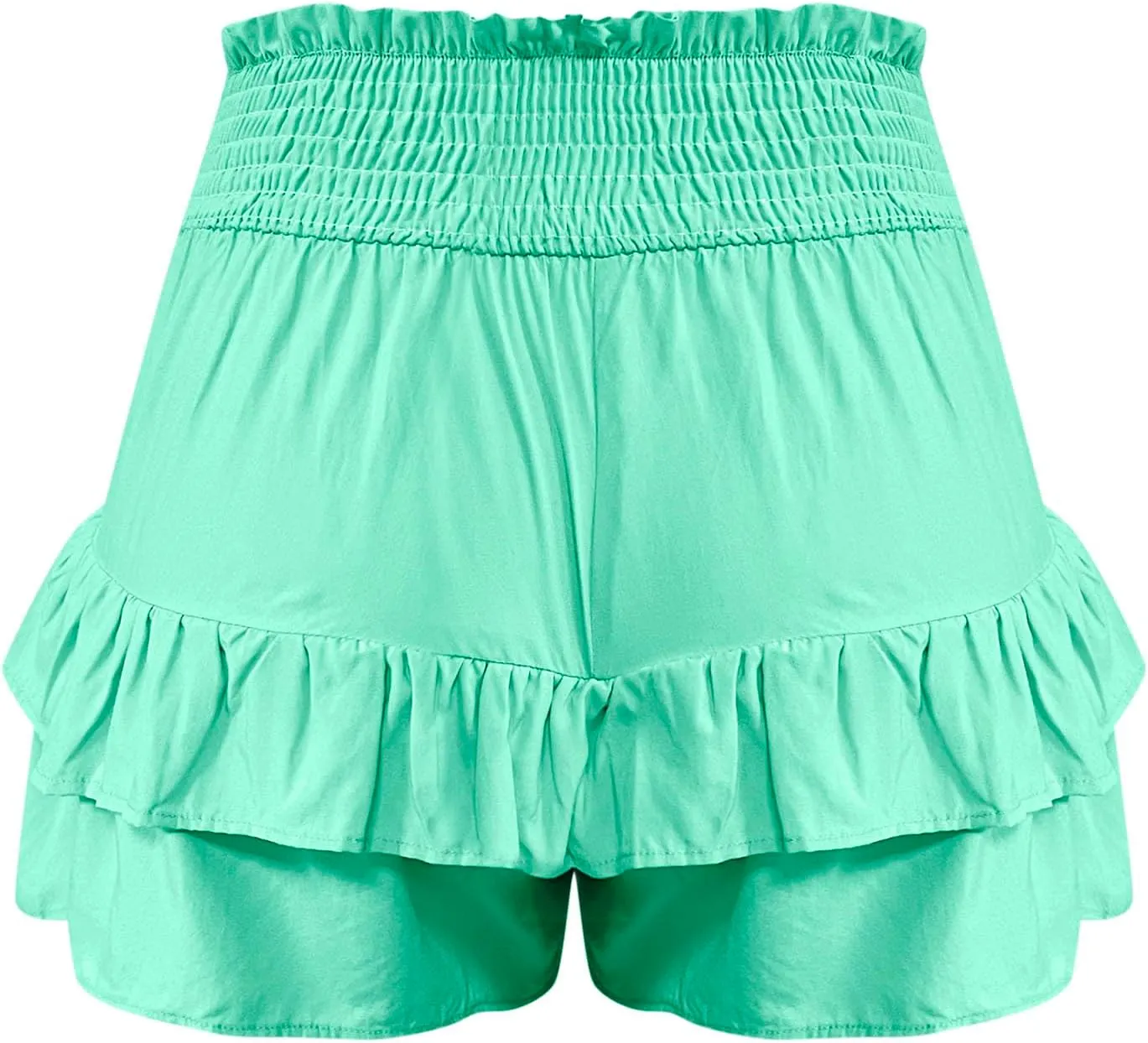 Women Casual Ruffle Shorts High Rise Bermuda Short Pant Trendy Flowy Shorts Summer Holiday Beach Pleated Mini Skirt