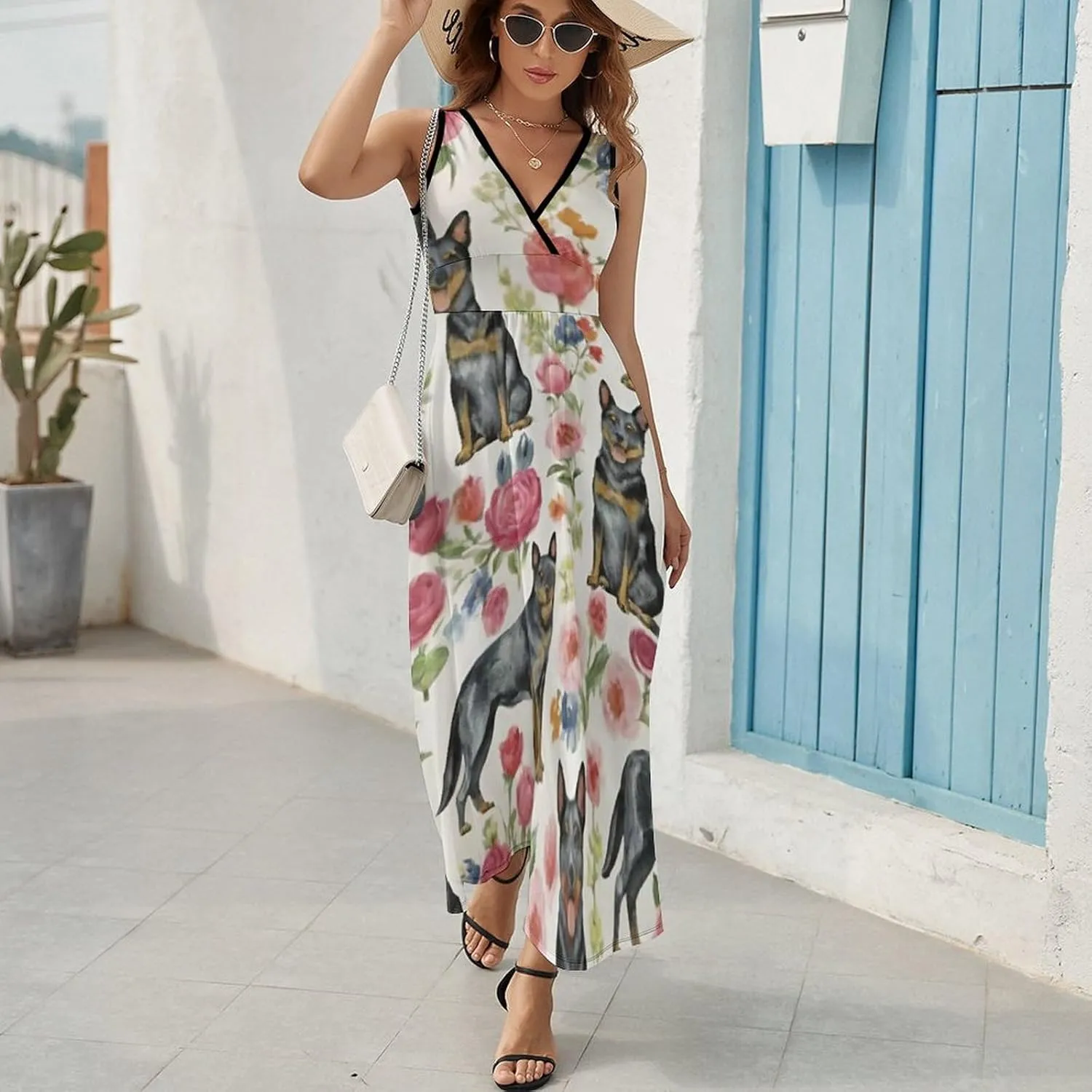 Women Girls Wrap Sleeveless Flared Midi Dress for Vacation Party Wedding