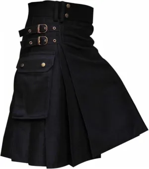 Women High Waisted Gothic Punk Black Pleated Mini Skirt Plus Size Goth Steampunk Style A Line Short Skirt with Pockets