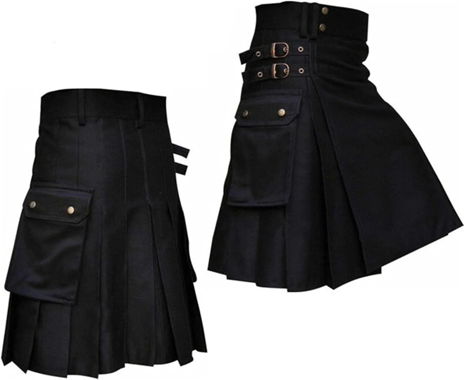 Women High Waisted Gothic Punk Black Pleated Mini Skirt Plus Size Goth Steampunk Style A Line Short Skirt with Pockets