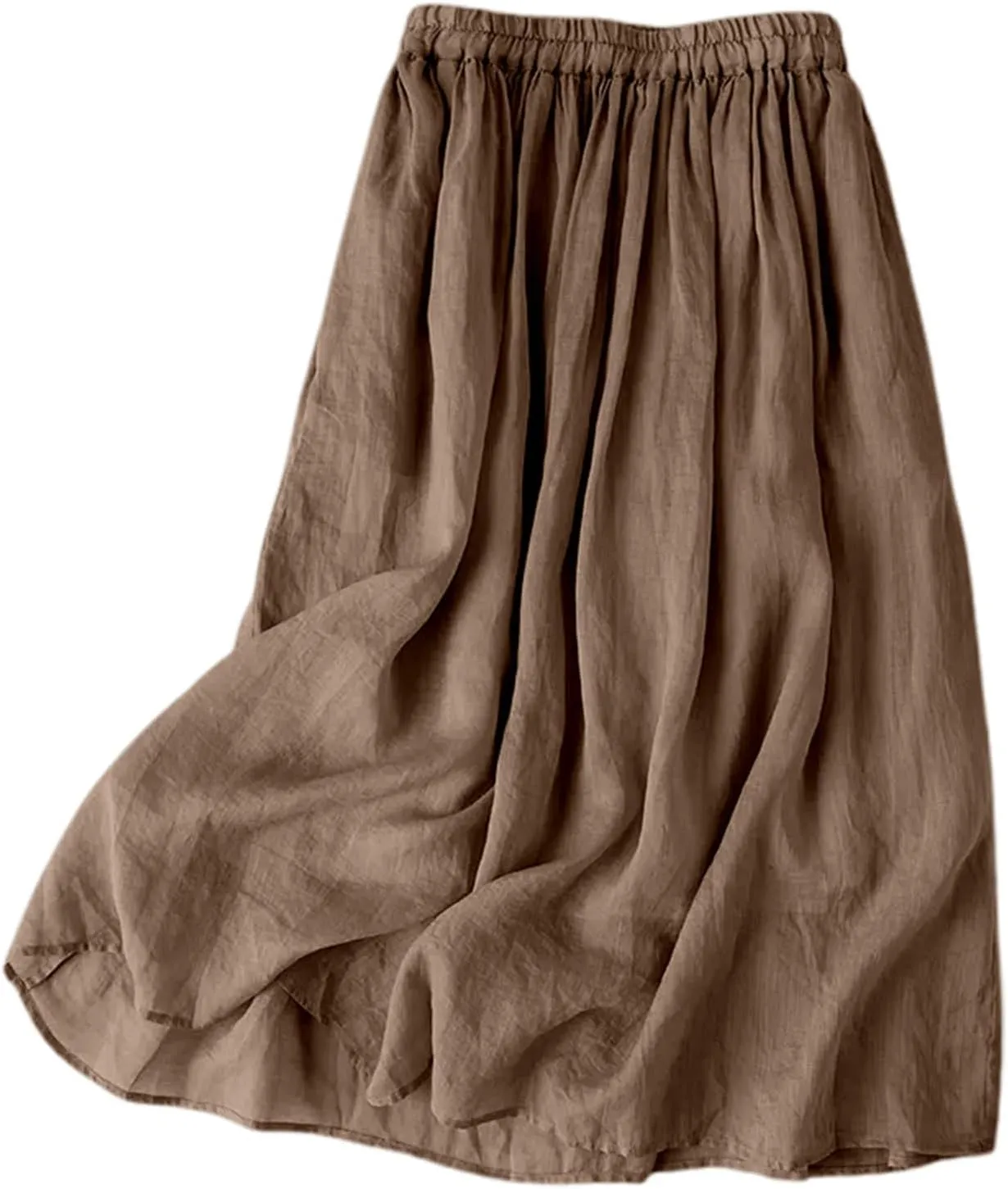 Women Linen Maxi Skirt Elastic Waist Flowy Peasant Long Skirts Renaissance Boho 2025 Summer Vacation A-Line Skirt