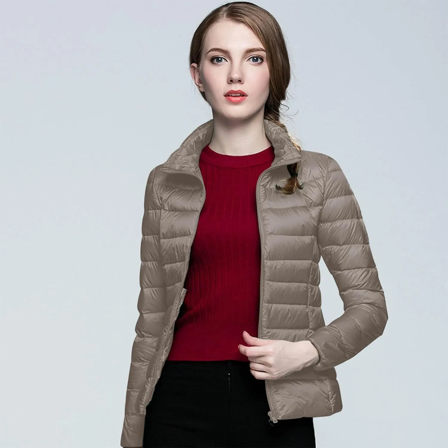 Women Plus Size Lightweight Puffer Jacket Packable Winter Warm Quilted Parka Coat Waterproof Windproof Hooded 2023