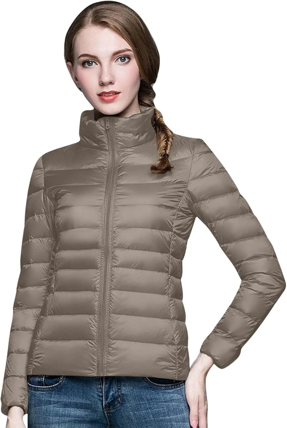 Women Plus Size Lightweight Puffer Jacket Packable Winter Warm Quilted Parka Coat Waterproof Windproof Hooded 2023