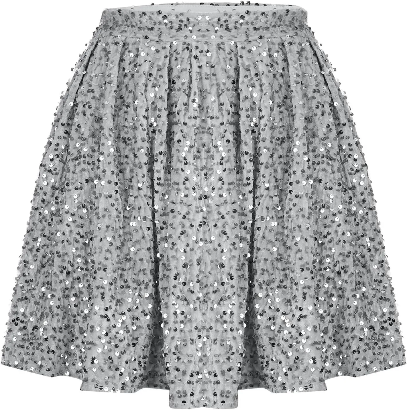 Women Sequin Skirt 2025 Fashion Solid High Waist Sparkle Pleated Skirt Casual Flowy Shiny Glitter Mini Short Skirts