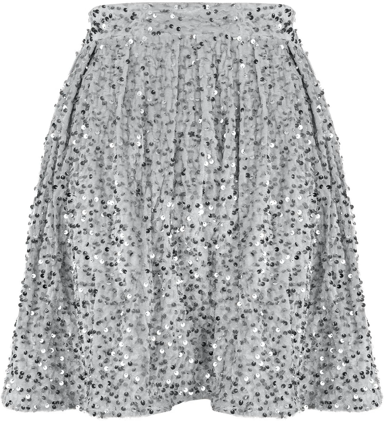 Women Sequin Skirt 2025 Fashion Solid High Waist Sparkle Pleated Skirt Casual Flowy Shiny Glitter Mini Short Skirts