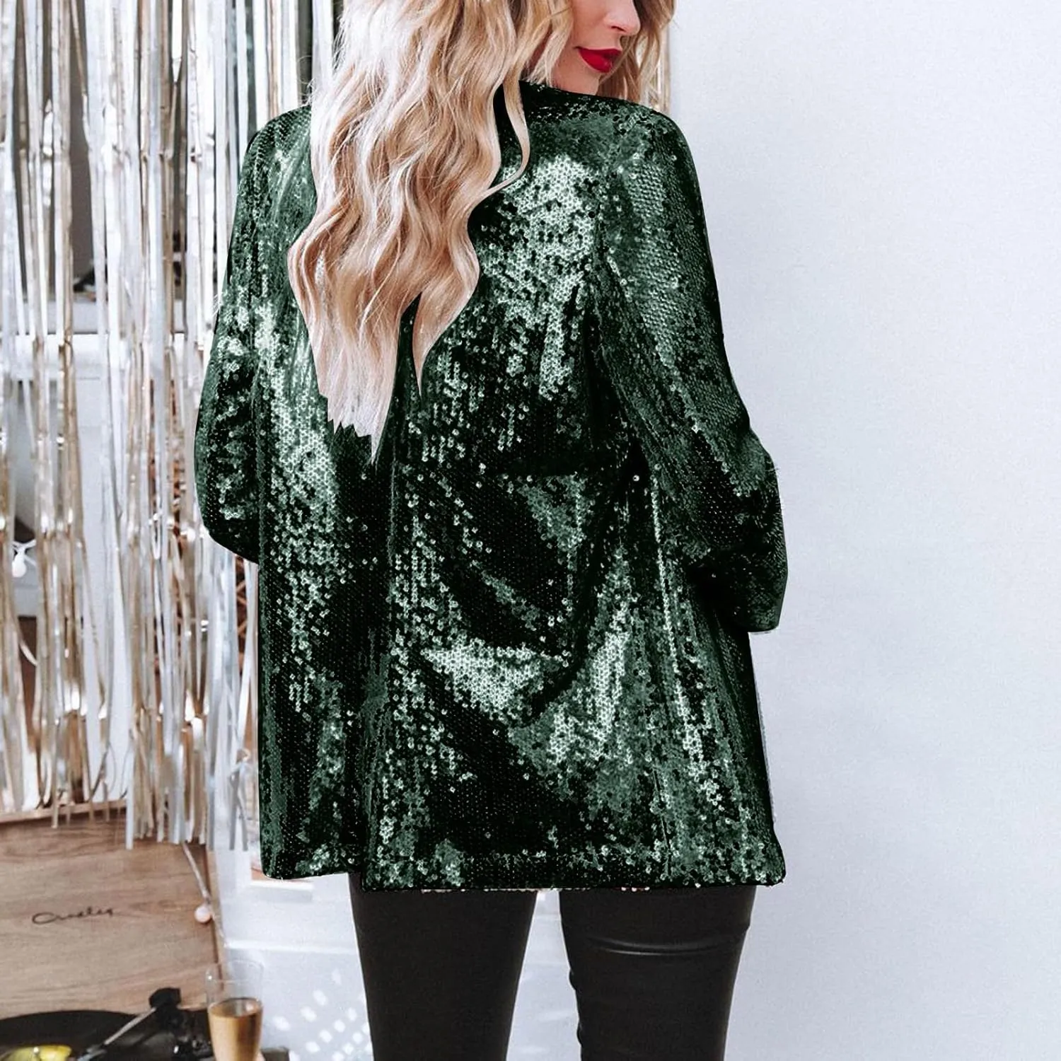 Women Sequins Sequin Casual Long Sleeve Glitter Party Shiny Lapel Coat Rave Outerwear Womens Snow Jackets