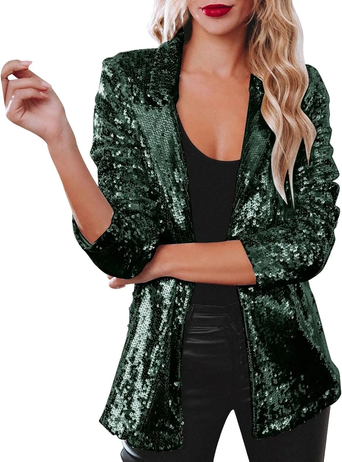 Women Sequins Sequin Casual Long Sleeve Glitter Party Shiny Lapel Coat Rave Outerwear Womens Snow Jackets