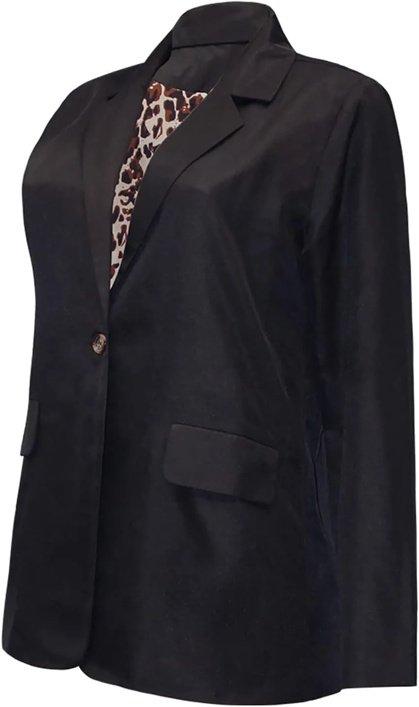 Women Slim Fit Long Sleeve Blazer Coat Button Open Front Lapel Tailored Jacket with Pockets Fall Business Casual Coat