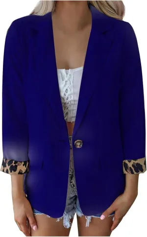 Women Slim Fit Long Sleeve Blazer Coat Button Open Front Lapel Tailored Jacket with Pockets Fall Business Casual Coat