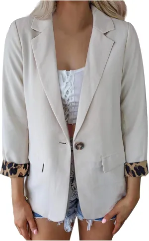 Women Slim Fit Long Sleeve Blazer Coat Button Open Front Lapel Tailored Jacket with Pockets Fall Business Casual Coat