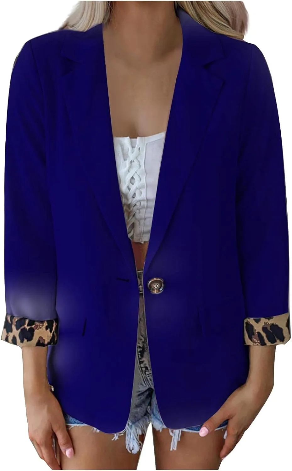 Women Slim Fit Long Sleeve Blazer Coat Button Open Front Lapel Tailored Jacket with Pockets Fall Business Casual Coat