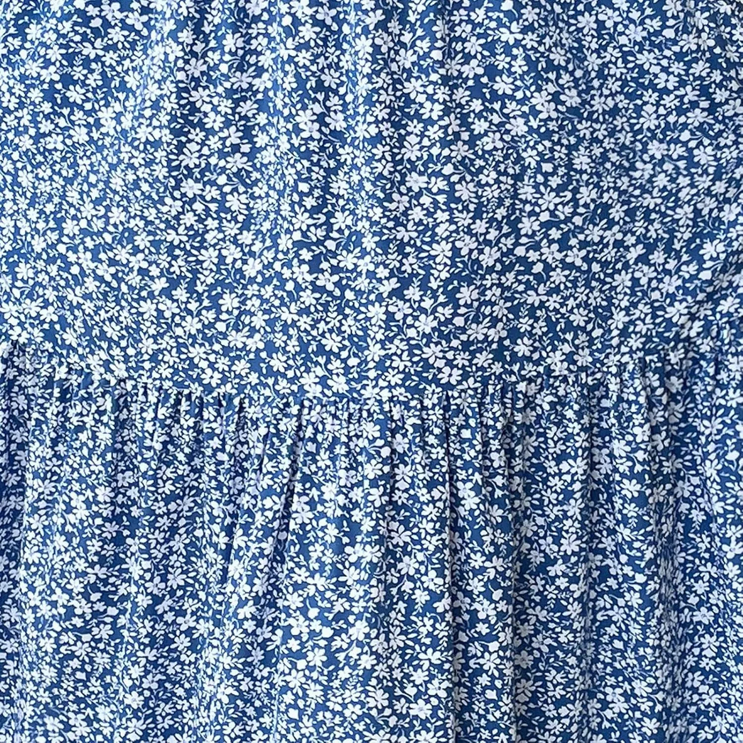 Women Summer Boho Skirt Floral Smocked Elastic Waist Flowy Swing Pleated Skirts Vacation Print A-Line Long Skirts