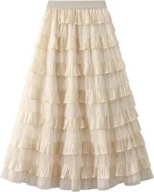 Women Summer High Waist Tiered Long Skirt Elastic Waist Bohemian Print Maxi Skirt A-Line Casual Beach Outfits