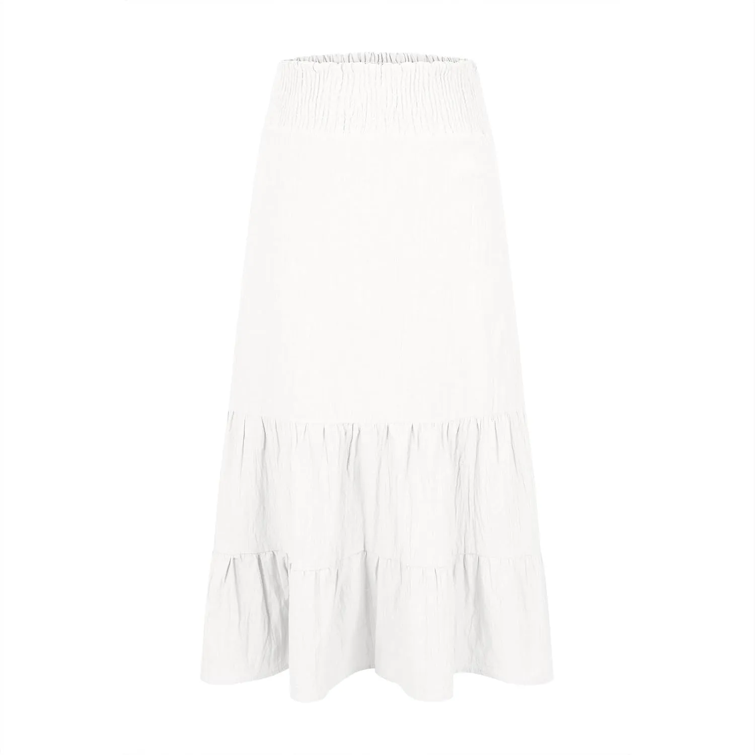 Women Summer Maxi Skirt Elastic High Waist Pleated Boho Ruffle Tiered Skirts 2025 Trendy Casual Flowy A-Line Skirt