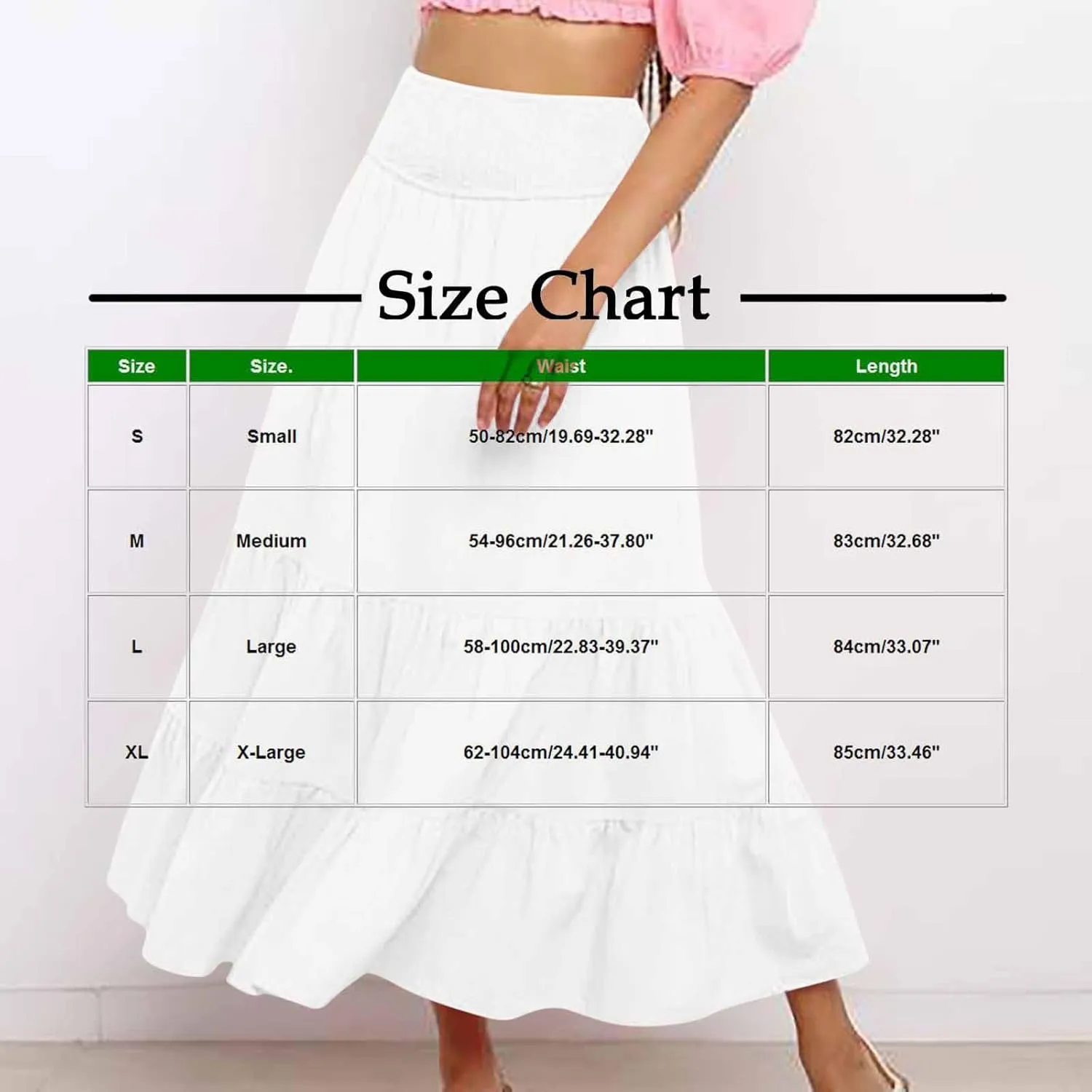 Women Summer Maxi Skirt Elastic High Waist Pleated Boho Ruffle Tiered Skirts 2025 Trendy Casual Flowy A-Line Skirt