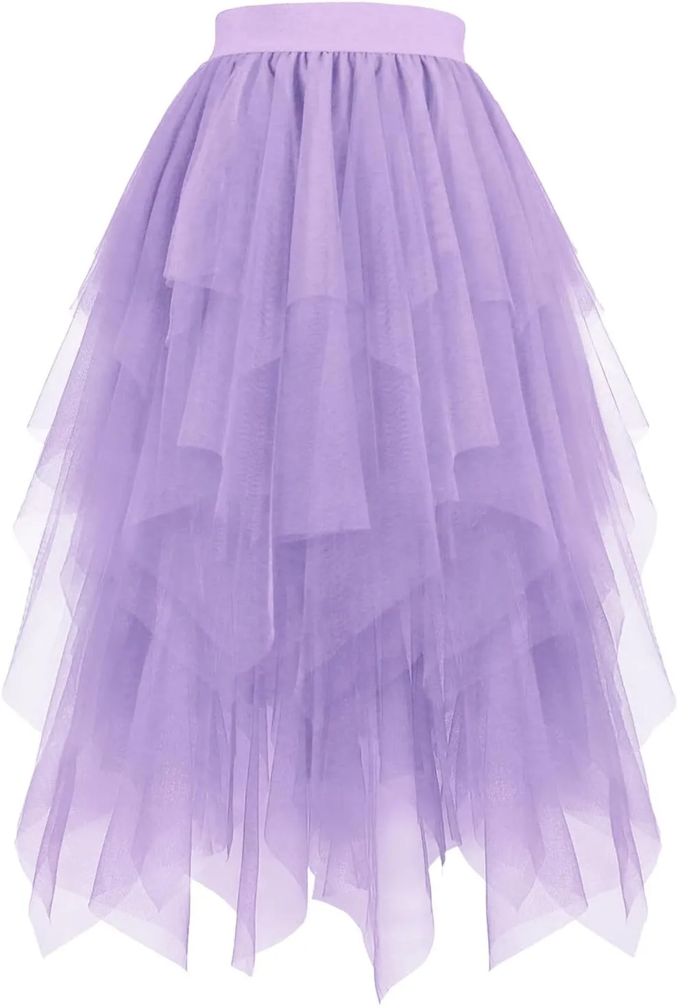 Women Tulle Skirt Elastic Mesh Layered Asymmetrical Pleat Skirt Casual Fashion Elegant Evening Party Sparkly Skirts