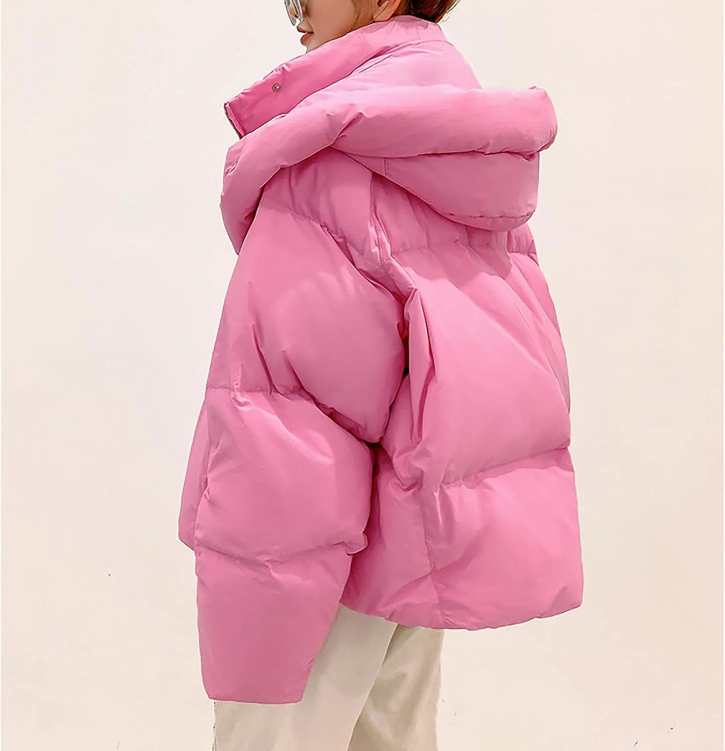 Women Winter Coat Cropped Puffer Jacket Long Sleeve Baggy Padded Down Coats Warm Thickened Quilted Jacket Short Parka