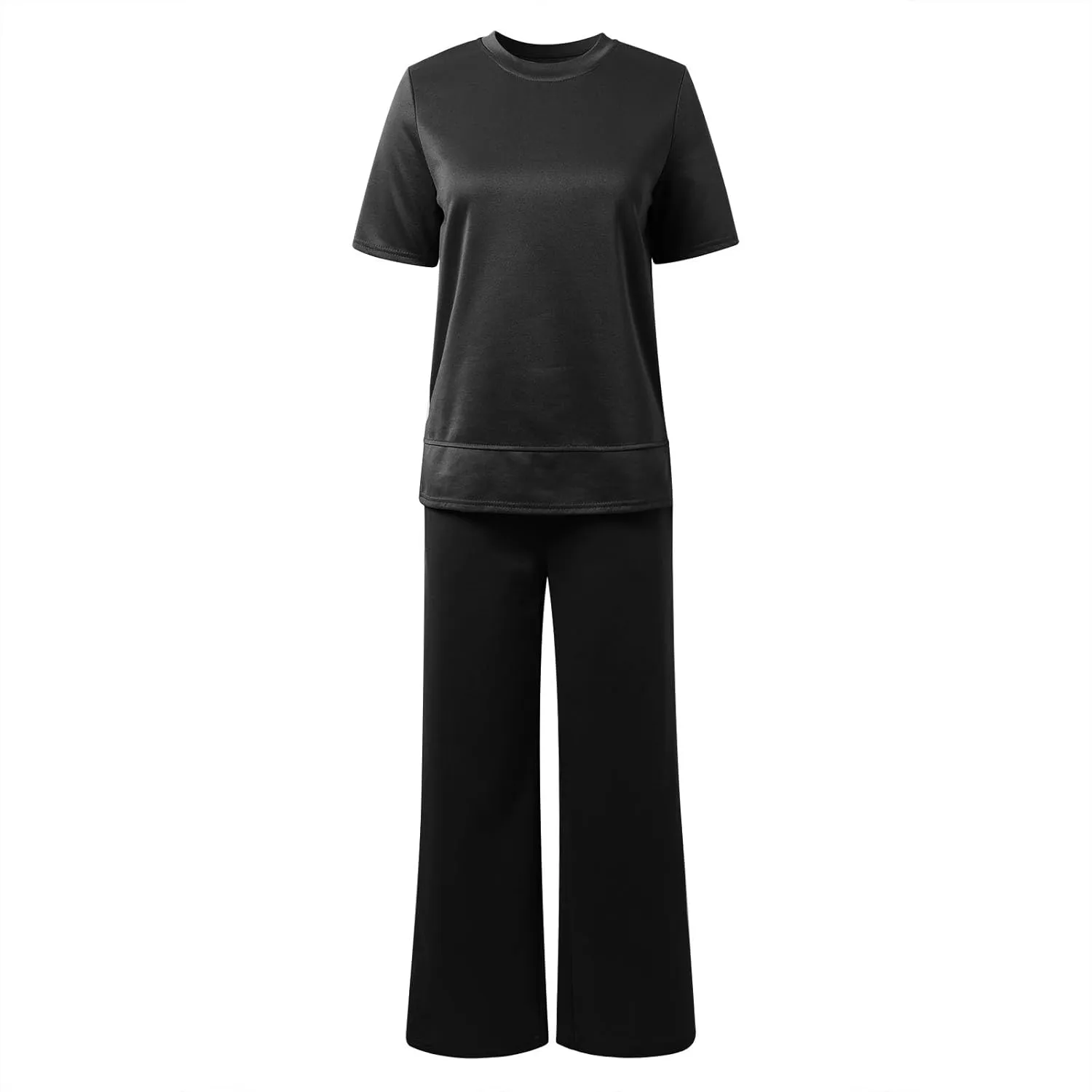 Womens 2 Piece Lounge Sets Fashion Outfits Oversized Wide Leg Loungewear Side Slit Tracksuit for Vacation Travel Airport