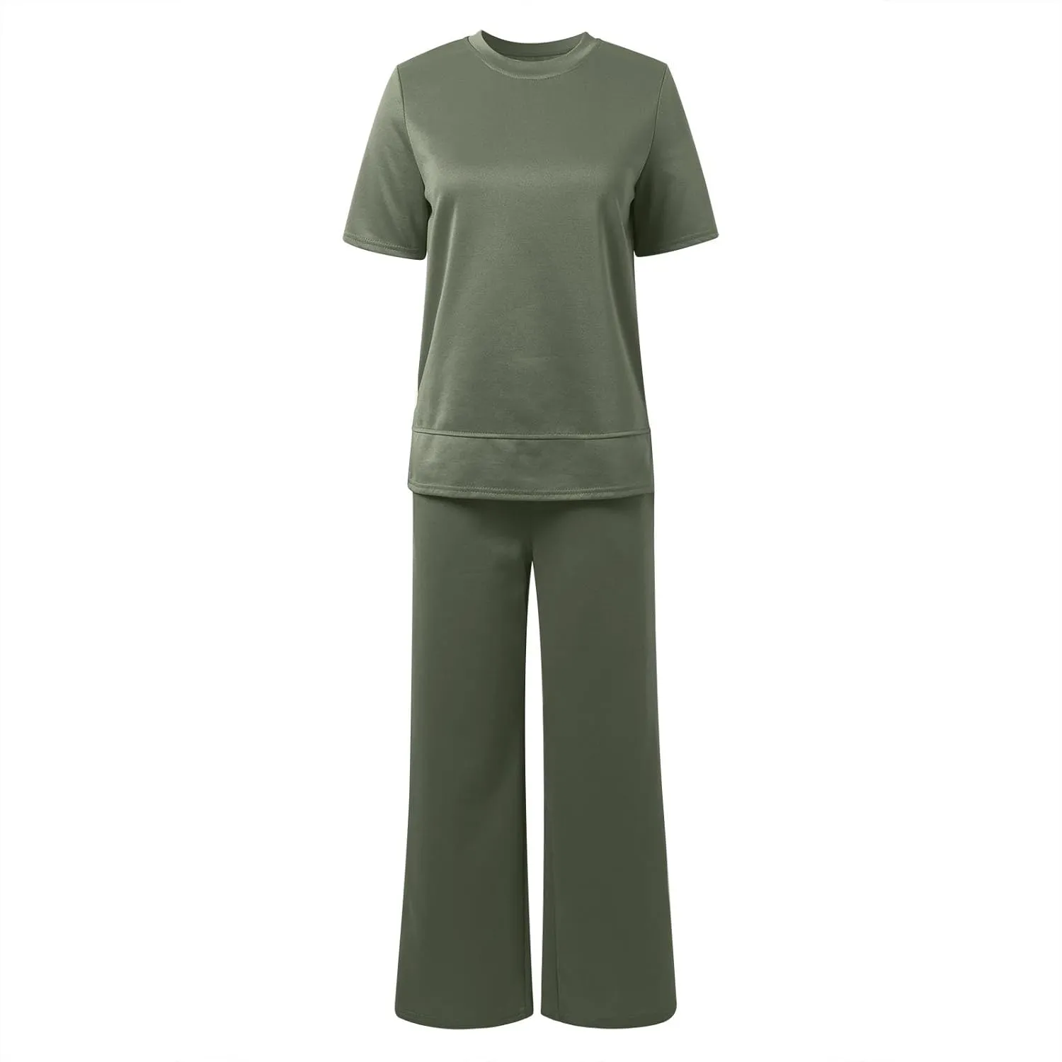 Womens 2 Piece Lounge Sets Fashion Outfits Oversized Wide Leg Loungewear Side Slit Tracksuit for Vacation Travel Airport