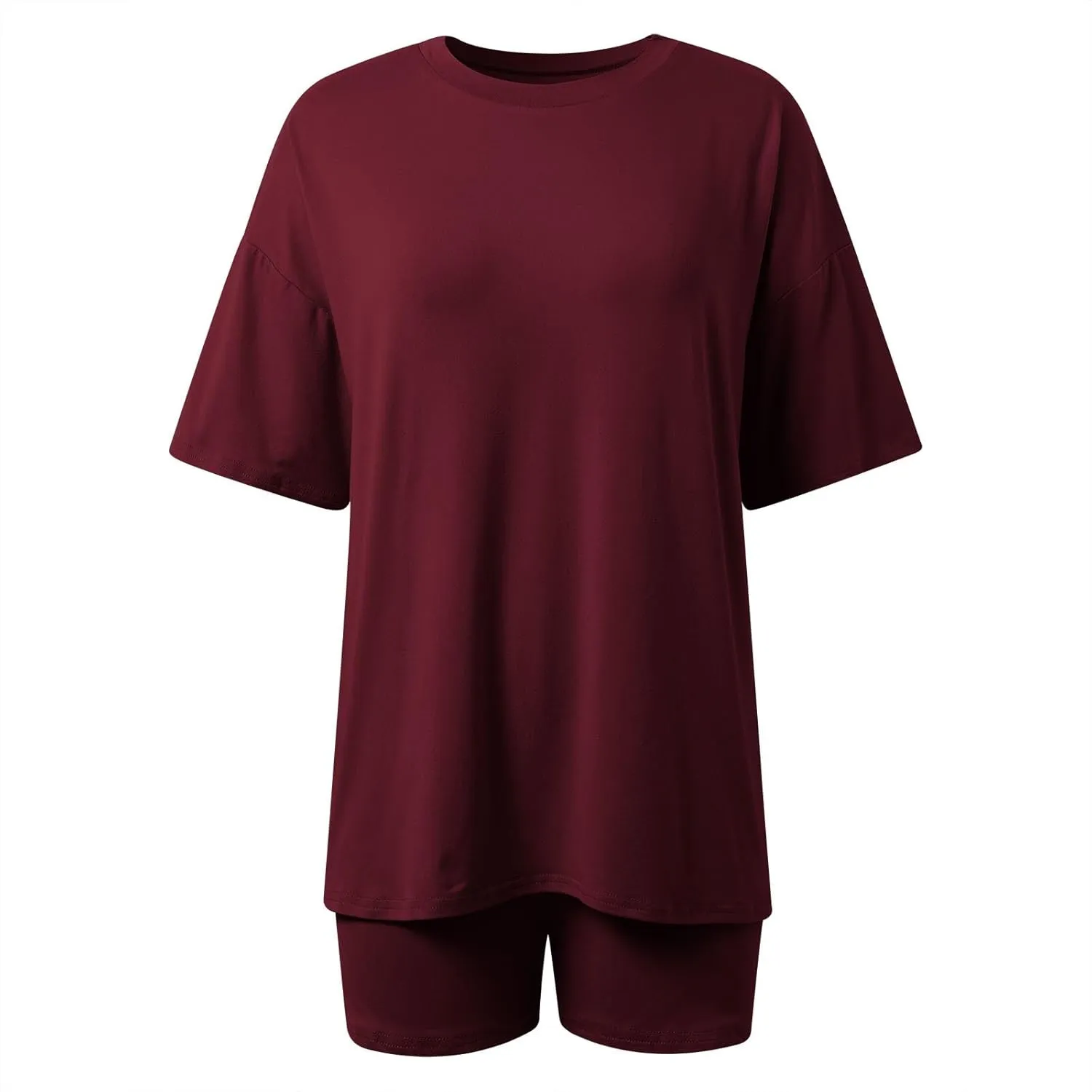 Womens 2 Piece Lounge Sets Solid Casual Outfits Oversized 3/4 Sleeve T Shirts and Shorts Lounge Sets for Women Summer