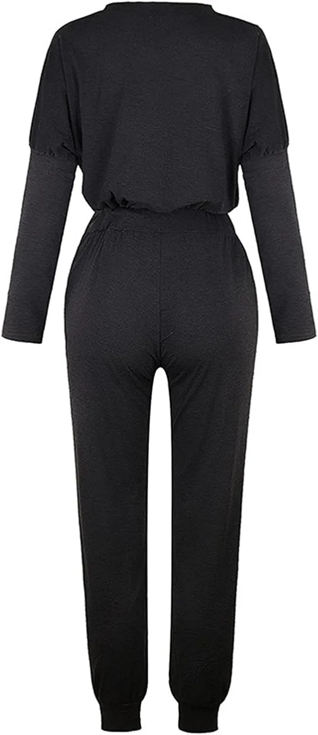 Womens 2 Piece Loungewear Set Letter Graphic Long Sleeves Crewneck Pullover Top And Drawstring Joggers Pants