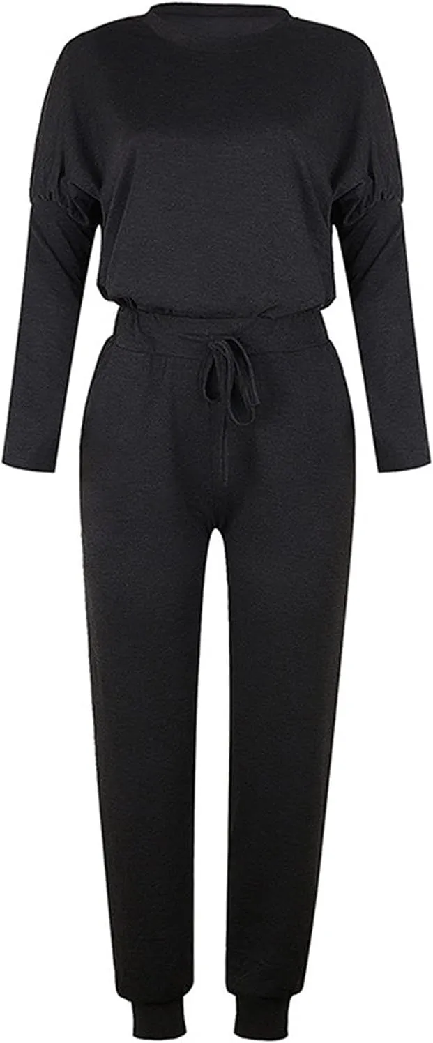 Womens 2 Piece Loungewear Set Letter Graphic Long Sleeves Crewneck Pullover Top And Drawstring Joggers Pants