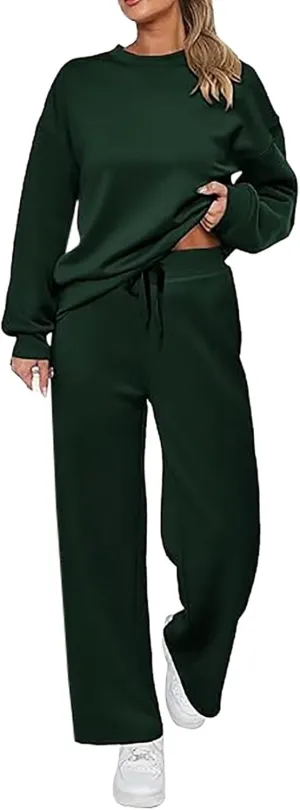 Womens 2 Piece Outfits Button Own Slim Fit Long Sleeved T Shirt Pants Two Piece Oversized Sweatshirt Jogger