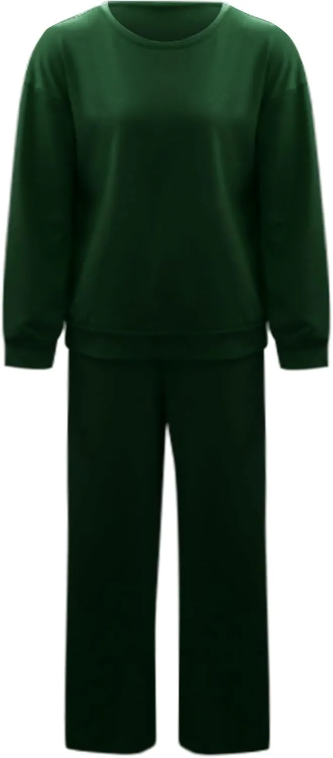Womens 2 Piece Outfits Button Own Slim Fit Long Sleeved T Shirt Pants Two Piece Oversized Sweatshirt Jogger