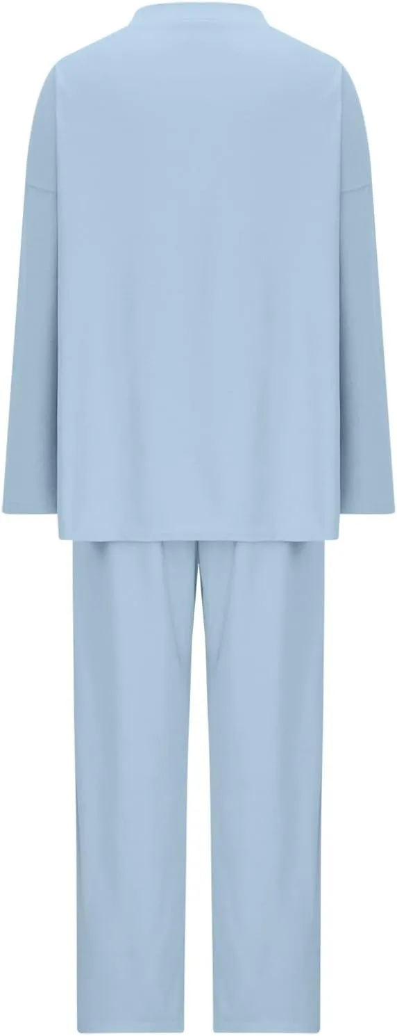 Womens 2 Piece Trendy Outfits Fall Outfits Oversized Slouchy Matching Lounge Sets Cozy Knit Loungewear Sweater Sets