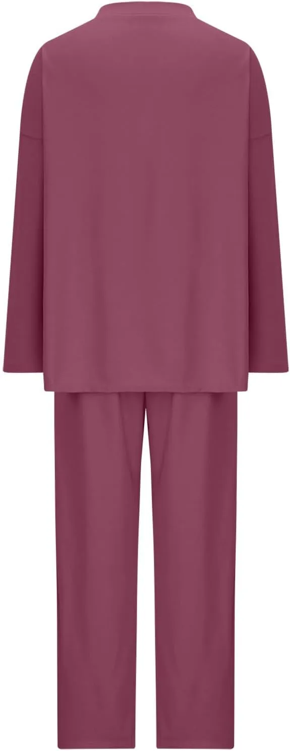 Womens 2 Piece Trendy Outfits Fall Outfits Oversized Slouchy Matching Lounge Sets Cozy Knit Loungewear Sweater Sets