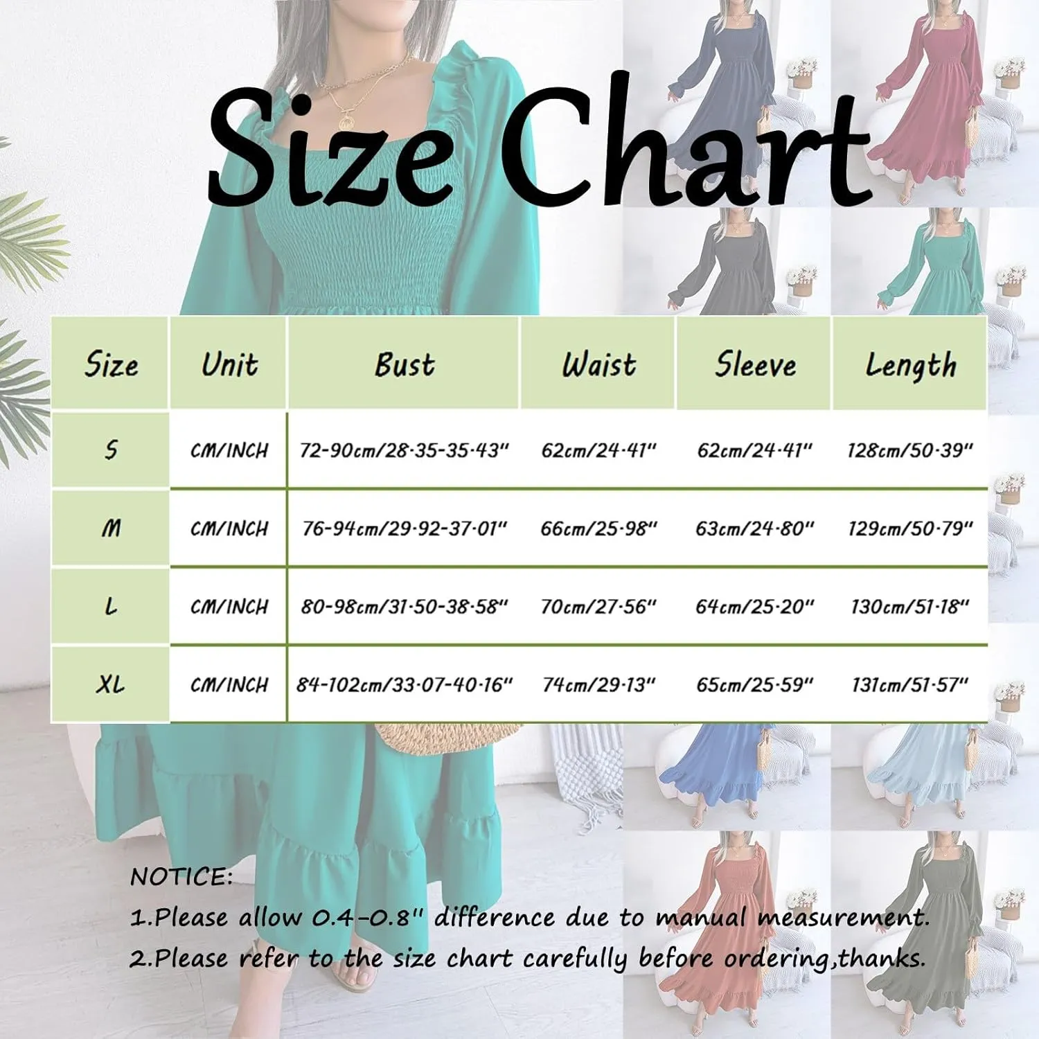 Women's 2025 Casual Long Sleeve Smocked Dress V Neck High Waist Ruffle Tiered Midi Dresses Women's