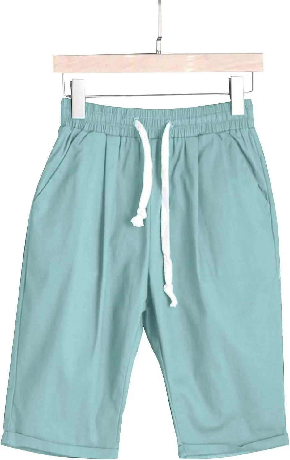 Womens Bermuda Shorts for Summer Dressy Long Cotton Casual Summer Knee Length Pull On Lounge Walking Exercise Shorts