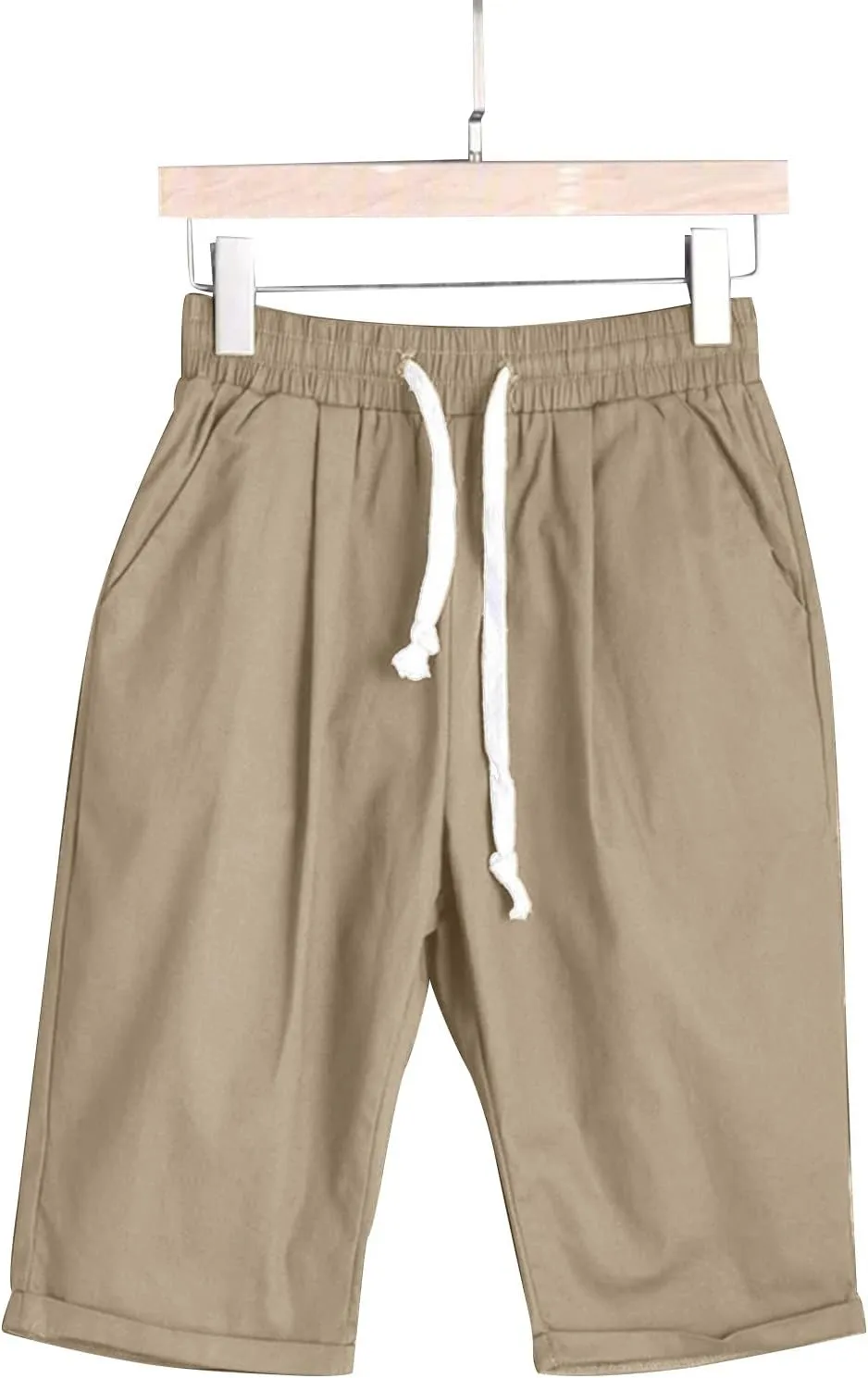 Womens Bermuda Shorts for Summer Dressy Long Cotton Casual Summer Knee Length Pull On Lounge Walking Exercise Shorts