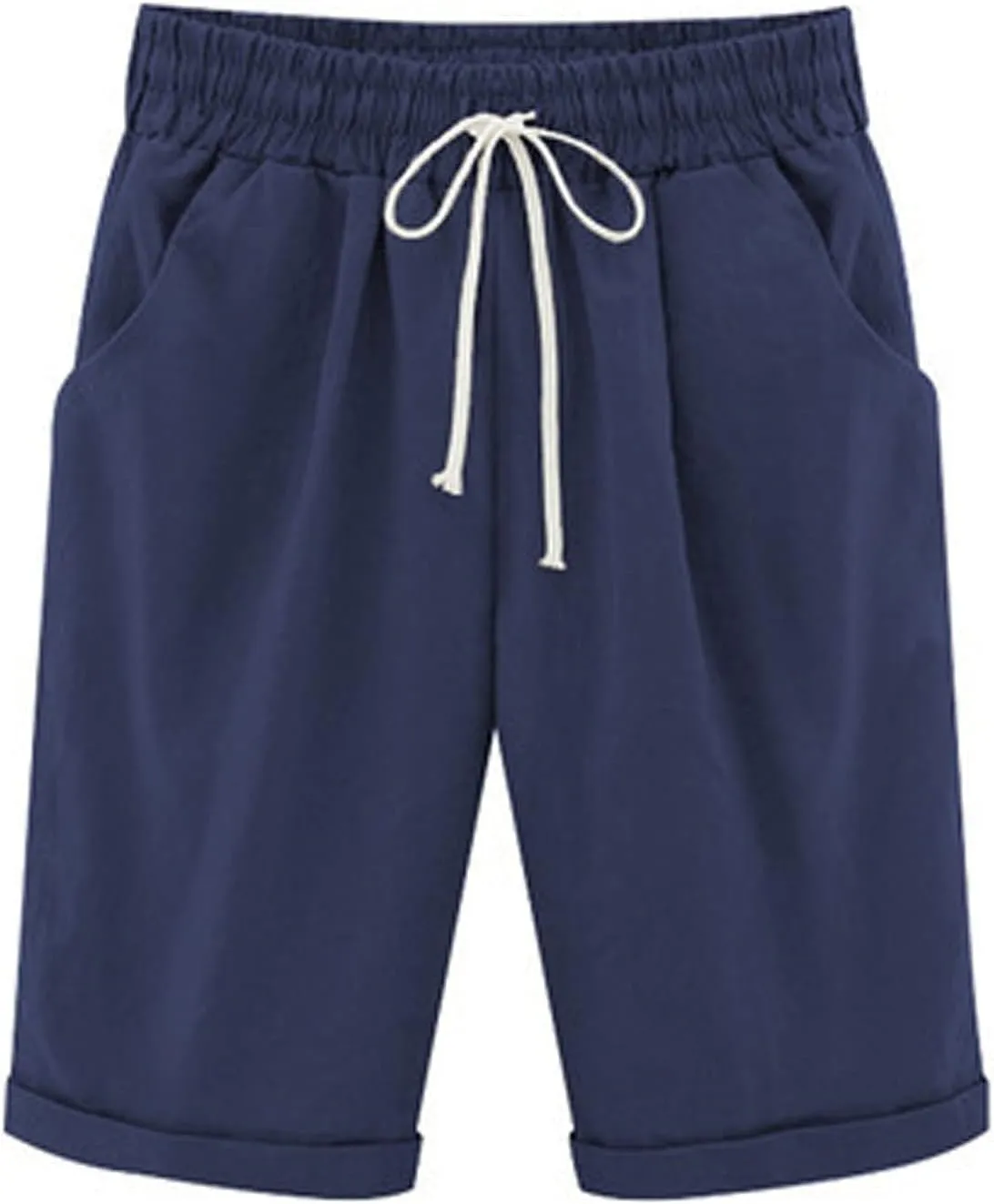 Womens Bermuda Shorts for Summer Dressy Long Cotton Casual Summer Knee Length Pull On Lounge Walking Exercise Shorts