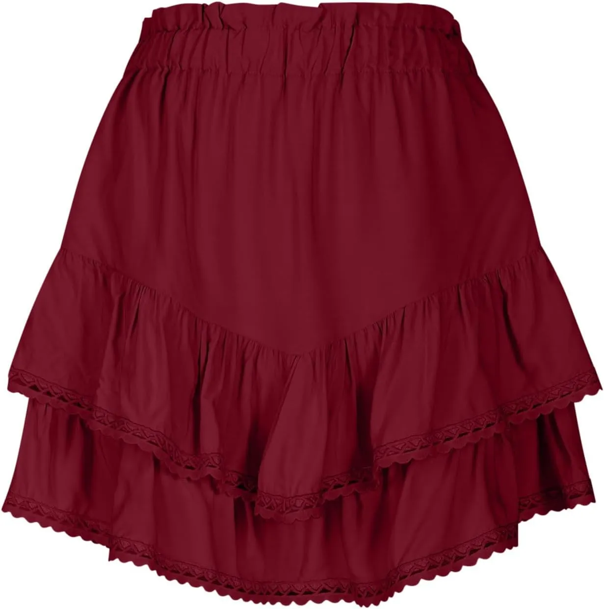 Women's Boho Ruffle Tiered Skorts Casual Fashion High Waist Pleated Skirts Solid Color Sexy Tennis Golf Skater Skort