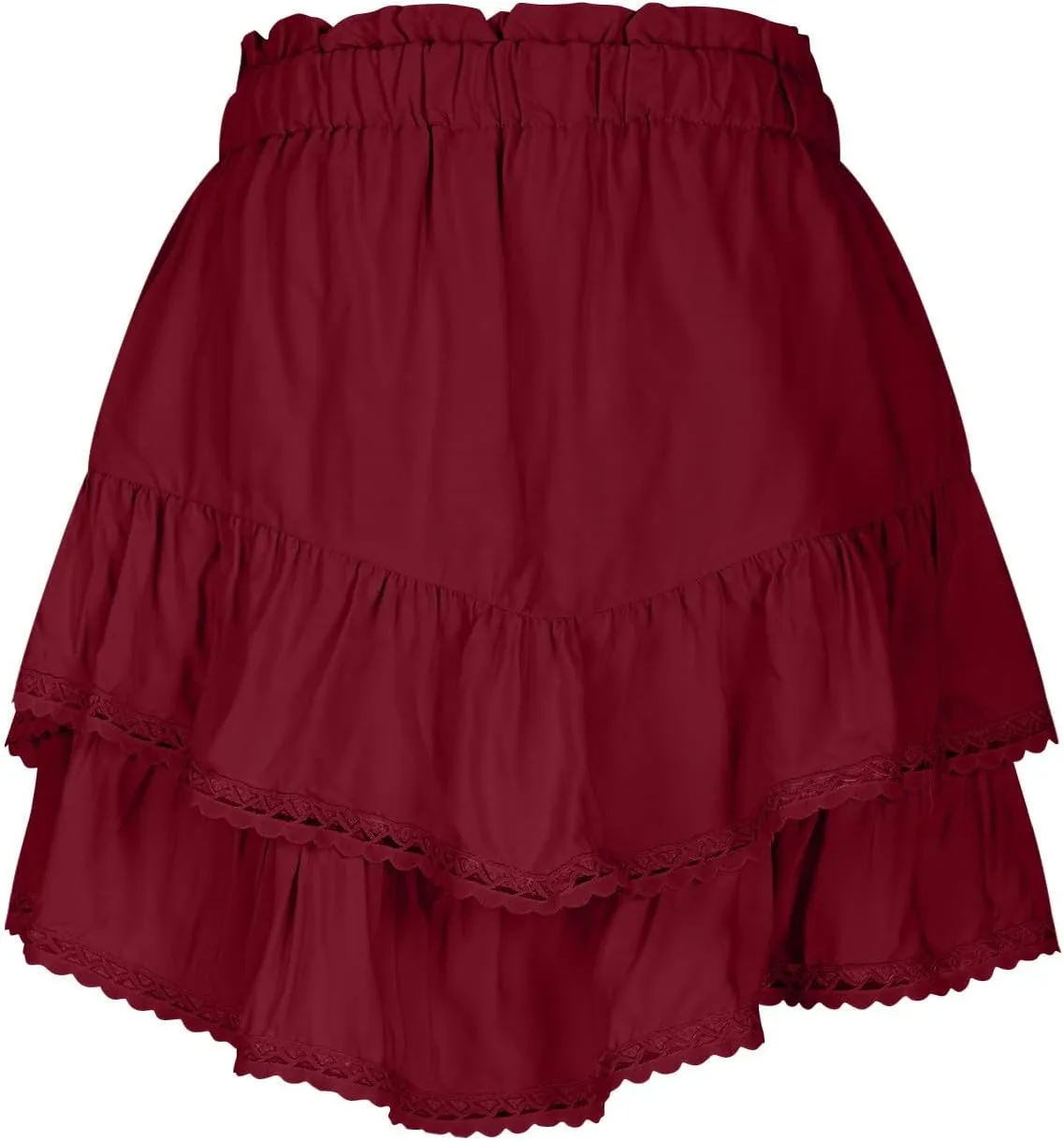 Women's Boho Ruffle Tiered Skorts Casual Fashion High Waist Pleated Skirts Solid Color Sexy Tennis Golf Skater Skort