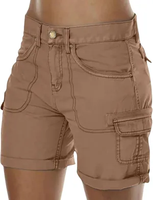 Women's Cargo Bermuda Shorts 2025 Summer High Waisted Casual Trendy Hiking Shorts Pull On Beach Outdoor Pants