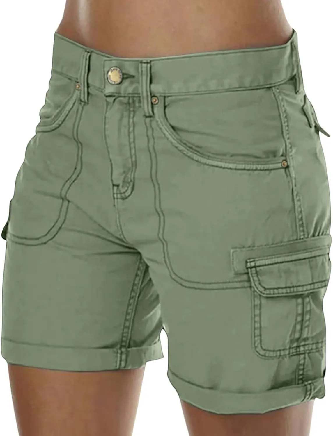 Women's Cargo Bermuda Shorts 2025 Summer High Waisted Casual Trendy Hiking Shorts Pull On Beach Outdoor Pants
