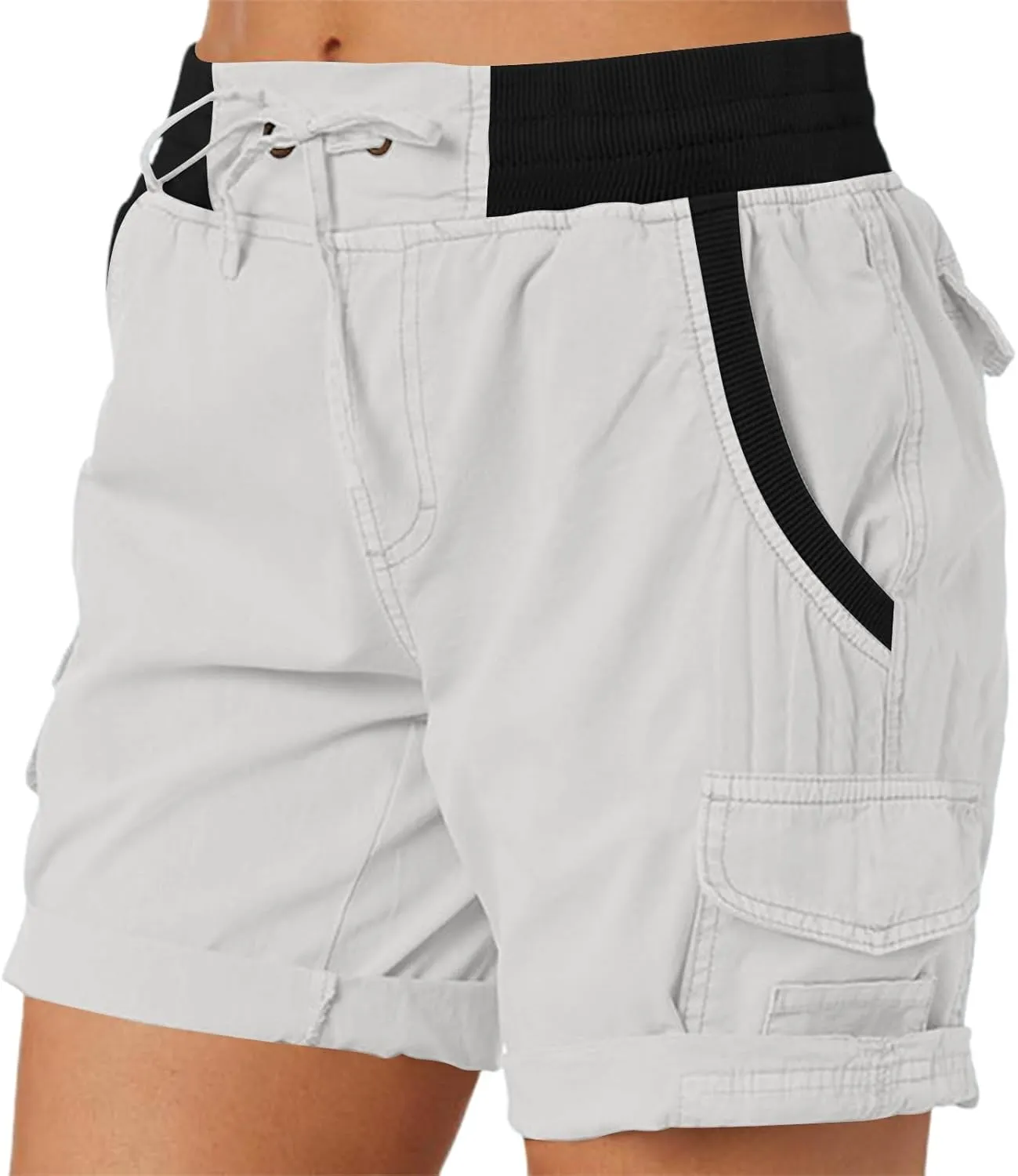 Womens Cargo Short Casual Summer Elastic Hiking Short 2025 Trendy High Rise with Pocket Solid Loose Outfit Lightweight