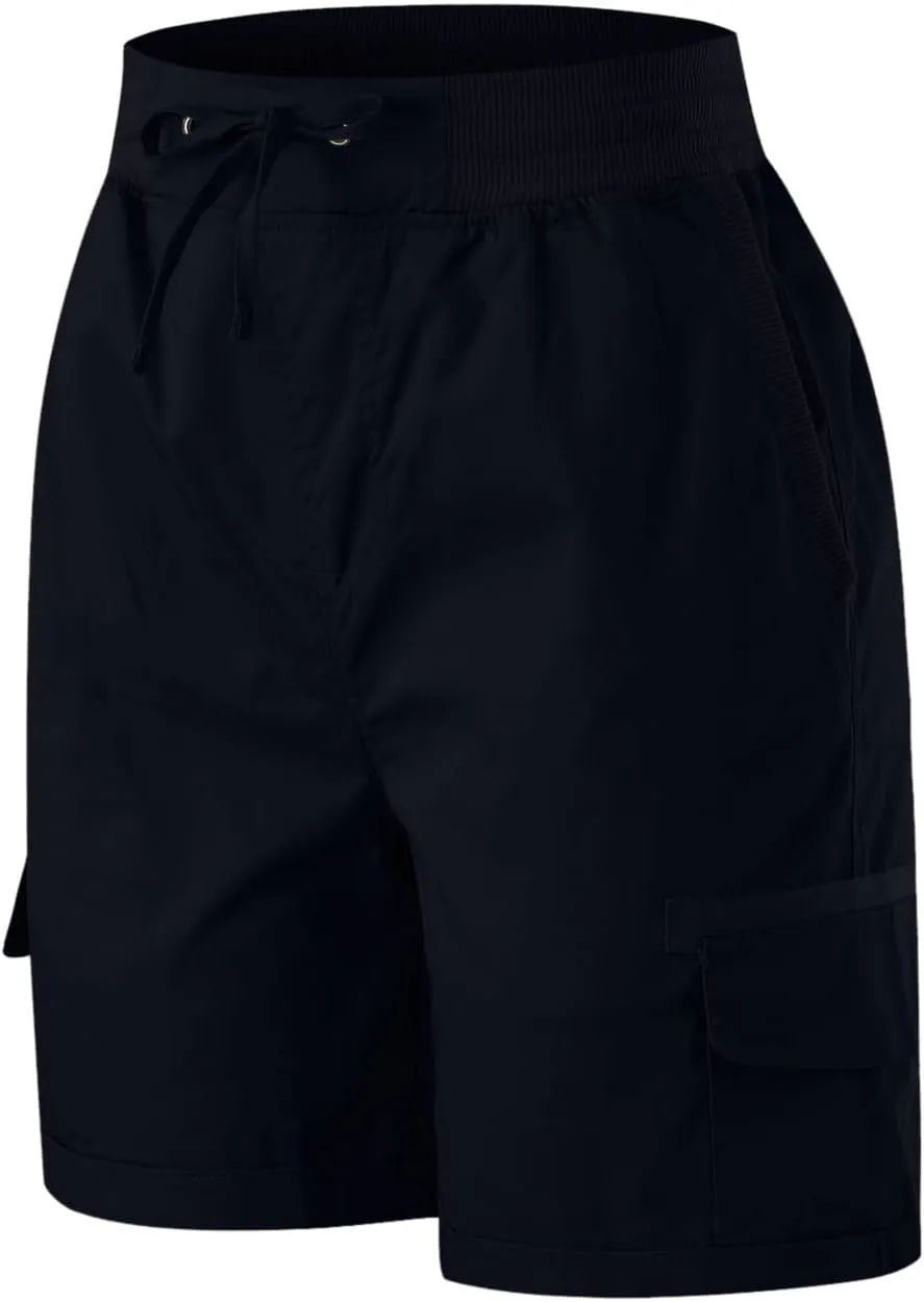 Womens Cargo Shorts Summer Casual High Waisted Casual Chino Hiking Shorts Pull On Drawstring Beach Loost Fit Short