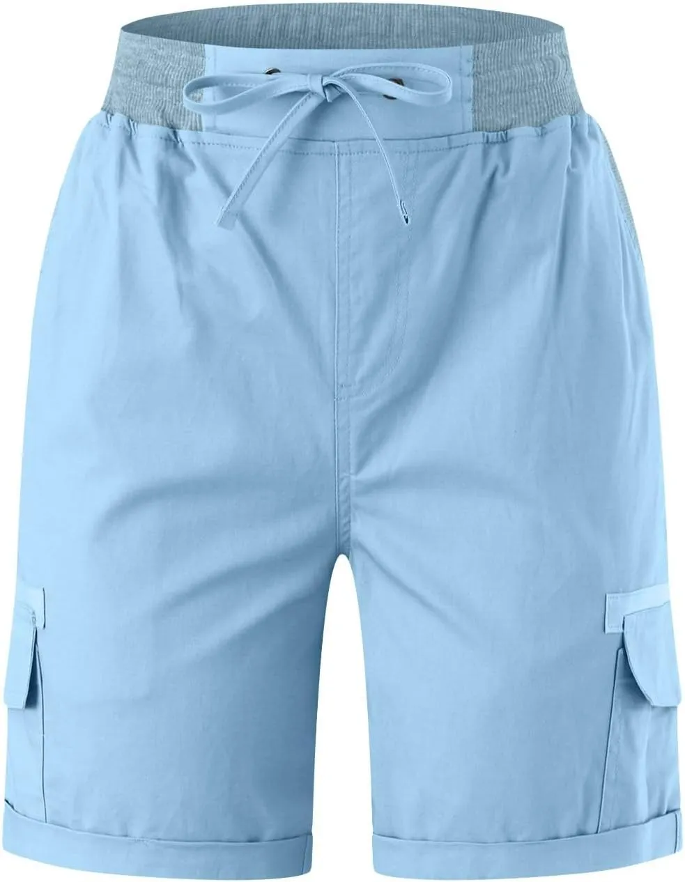 Womens Cargo Shorts Summer Casual High Waisted Casual Chino Hiking Shorts Pull On Drawstring Beach Loost Fit Short