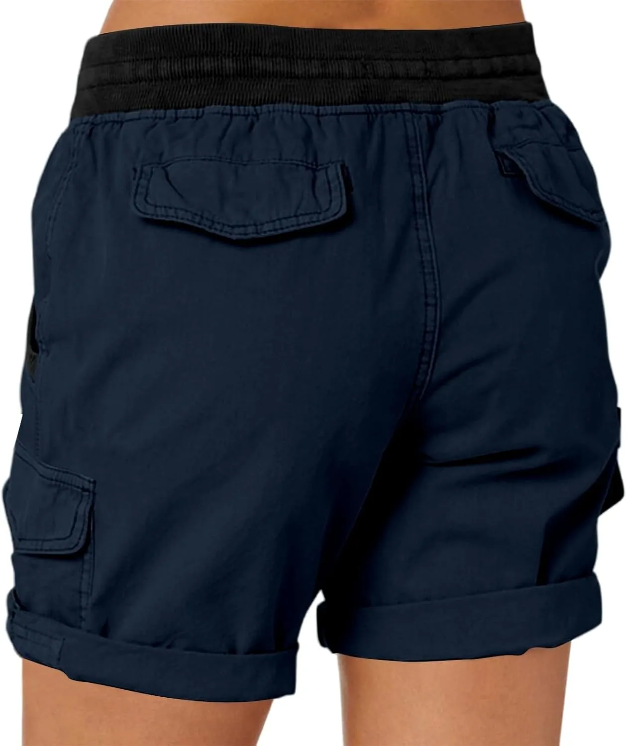 Womens Cargo Shorts Summer Casual High Waisted Casual Chino Hiking Shorts Pull On Drawstring Beach Loost Fit Short