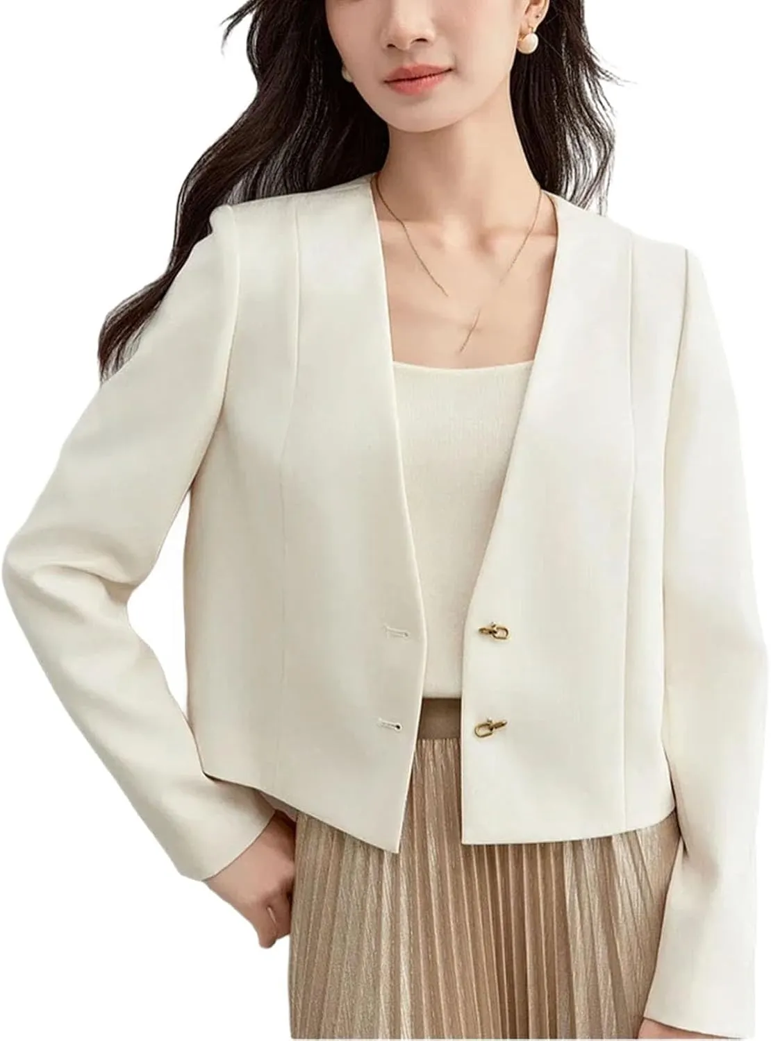 Womens Casual Blazer Long Sleeve Work Office Suit Jackets Lightweight and Stylish Cropped Tailored Coat