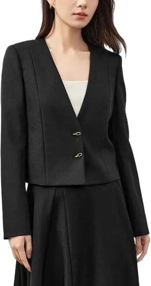 Womens Casual Blazer Long Sleeve Work Office Suit Jackets Lightweight and Stylish Cropped Tailored Coat