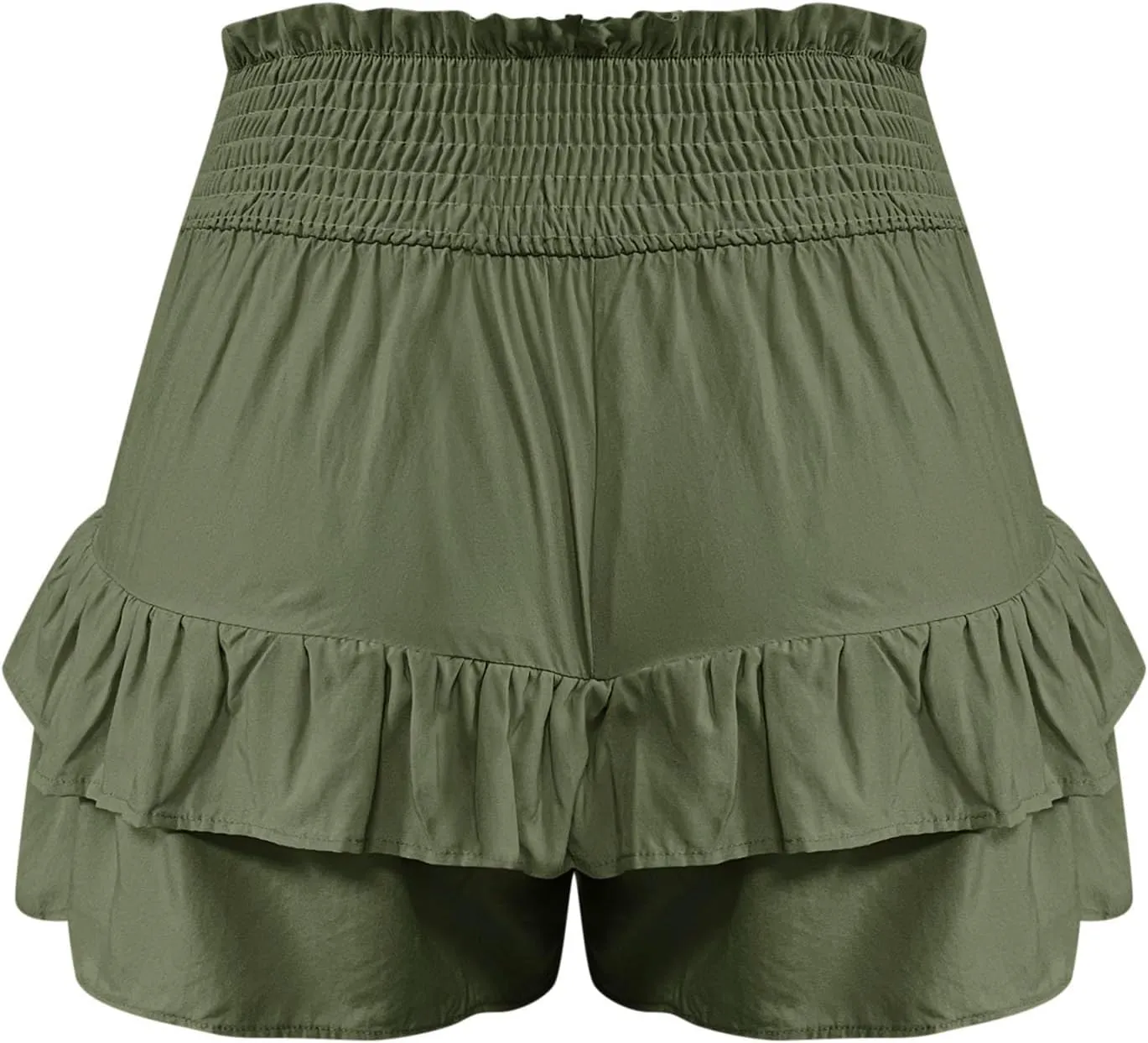 Womens Cotton Linen Bermuda Shorts High Waisted Boho Ruffle Tiered Shorts Loose Pleated Comfy Flowy Summer Pants