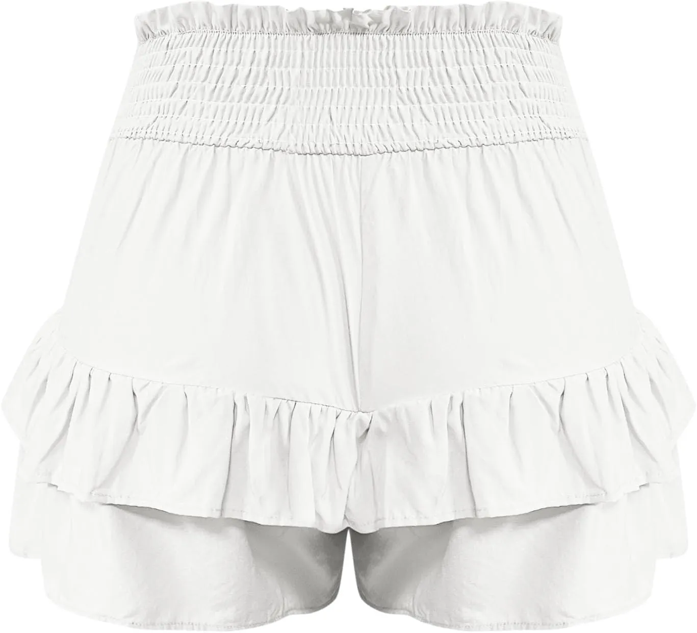 Womens Cotton Linen Bermuda Shorts High Waisted Boho Ruffle Tiered Shorts Loose Pleated Comfy Flowy Summer Pants