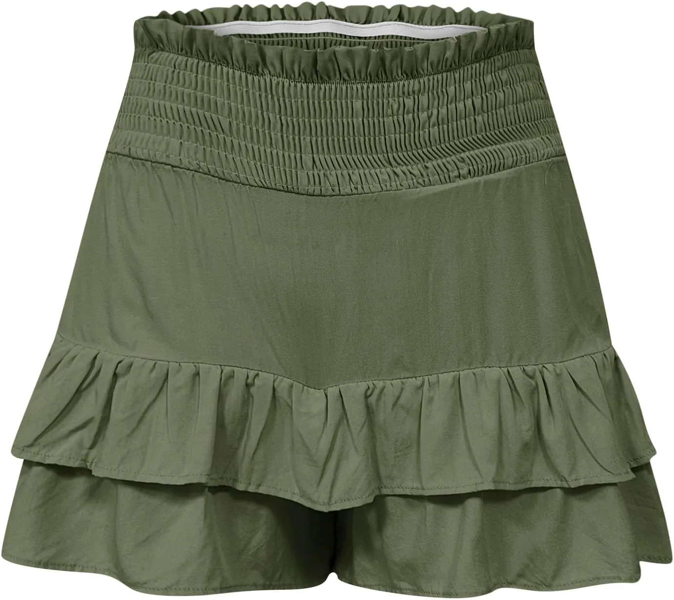 Womens Cotton Linen Bermuda Shorts High Waisted Boho Ruffle Tiered Shorts Loose Pleated Comfy Flowy Summer Pants