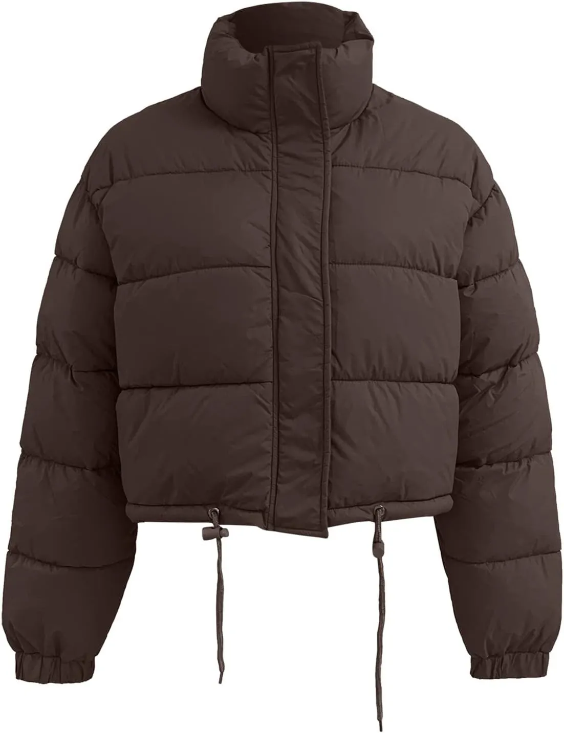 Women's Cropped Down Coats Winter Long Sleeve Zip Puffer Parkas Jacket Baggy Coat Fashion Solid Color Jackets 2023