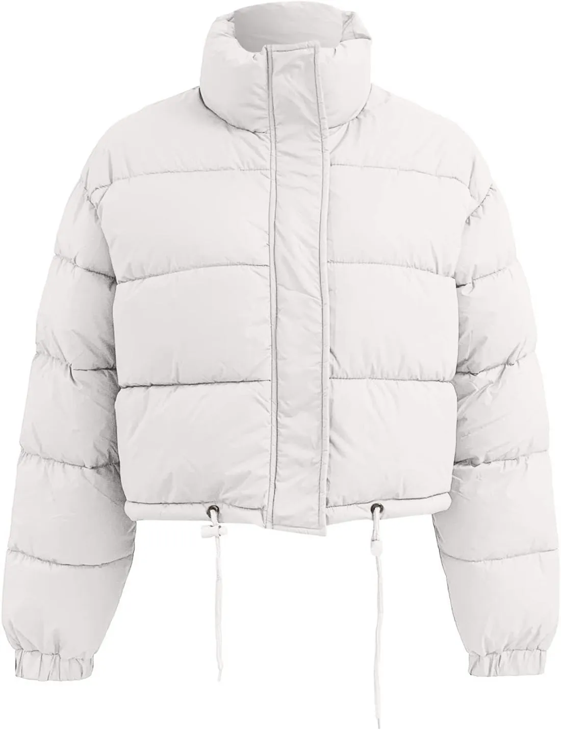 Women's Cropped Down Coats Winter Long Sleeve Zip Puffer Parkas Jacket Baggy Coat Fashion Solid Color Jackets 2023